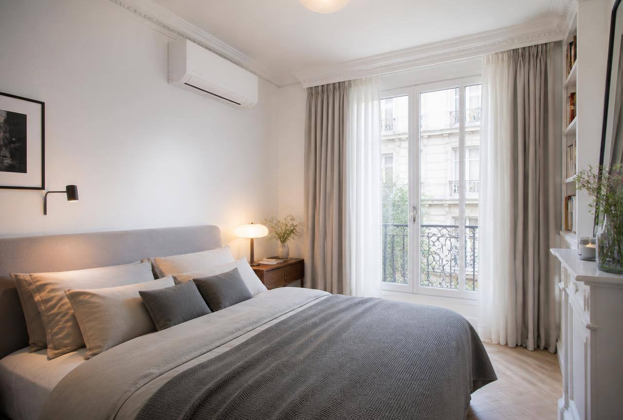 Unité intérieure de climatisation silencieuse dans une chambre à Créteil